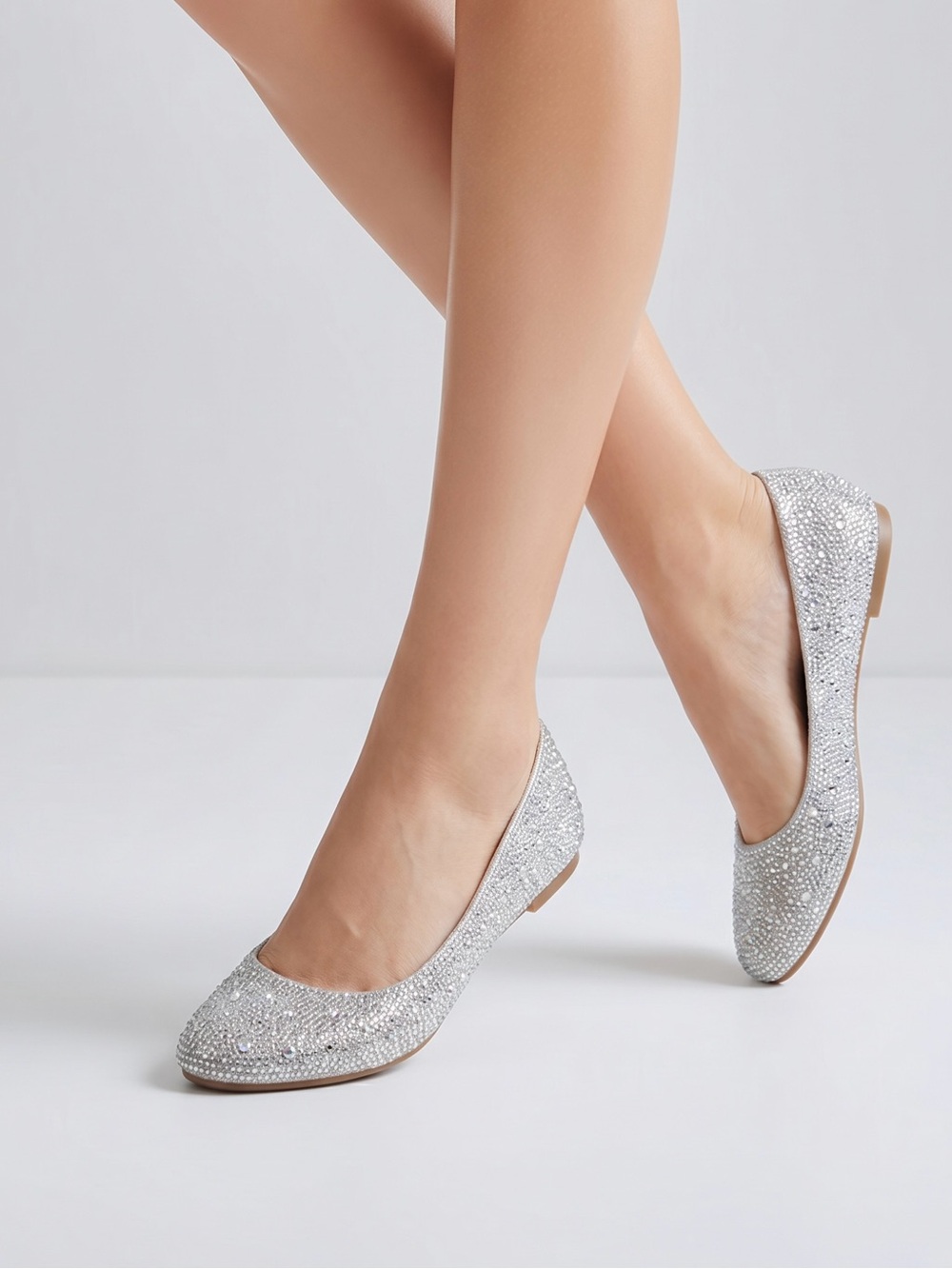 Dream pairs Sole Shine Sz 9 Silver Crystal Embellished Women's Ballet Flats